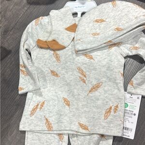 Carter's Gray and Orange Feather Print Kids Matching Set